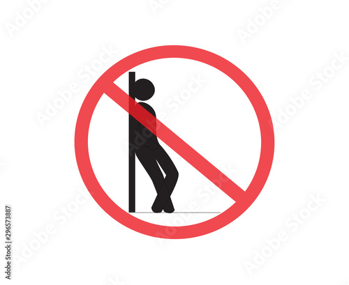 Please do not lean against the wall, accident prevention signs, Not Allowed Sign, warning symbol, road symbol sign and traffic symbol design concept, vector illustration.