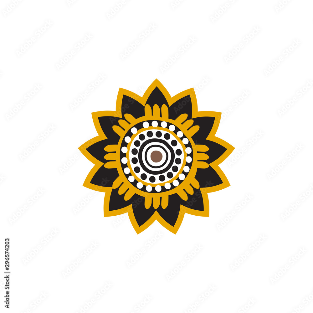 Fototapeta premium Aboriginal art dots painting icon logo design vector illustration template