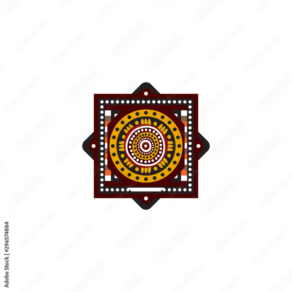 Naklejka premium Aboriginal art dots painting icon logo design vector illustration template