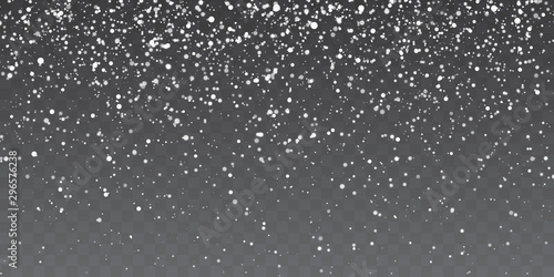 Christmas snow. Falling snowflakes on transparent background. Snowfall. Vector illustration