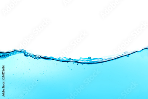 Closed up of beautiful splash and nice bubbles of pure water isolated on white background, use as wallpaper, natural concept