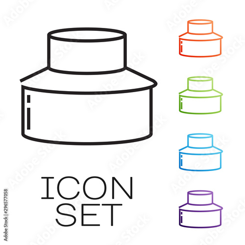 Black line Beekeeper with protect hat icon isolated on white background. Special protective uniform. Set icons colorful. Vector Illustration