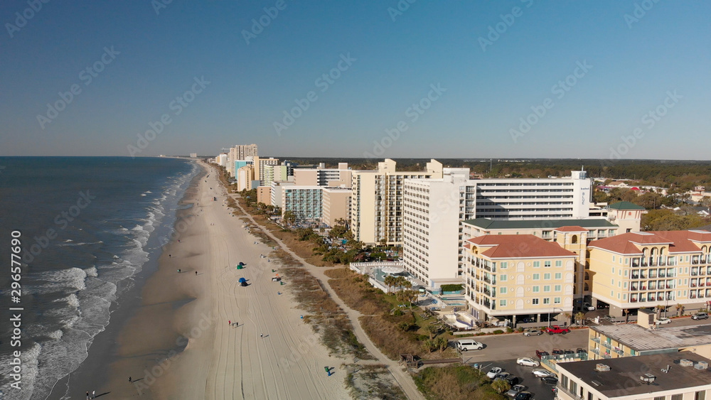 Beautiful aerial view of Myrtle Beach skyline on a sunny day, South Carolina