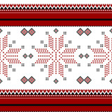 Ethnic symbols from Balkans seamless pattern.Red flower on white background.Seamless pattern with ethnic flower symbol.