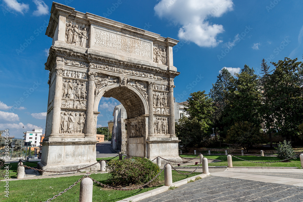 Ancient Roman Arch of Trajan in Benevento, Italy