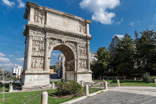 Ancient Roman Arch of Trajan in Benevento, Italy photo