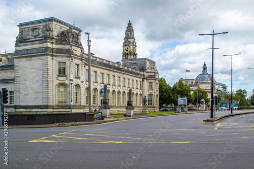 Streets and architecture of the city of Cardiff, Wales.