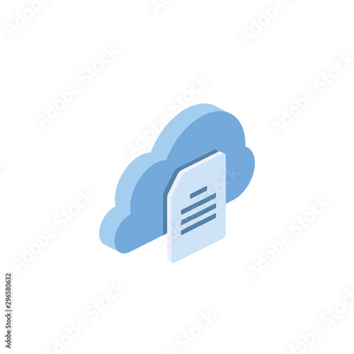 Cloud document. Vector 3d isometric, color web icon, new flat style. Creative illustration design, idea for infographics.
