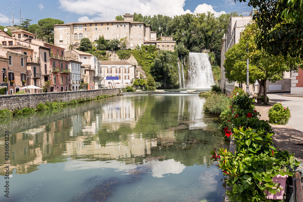 Scenic waterfall of Isola del Liri, small town in the province of Frosinone, Lazio, central Italy