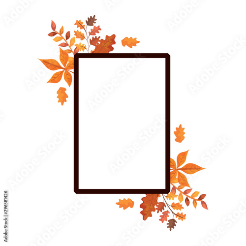 frame with autumn leafs decoration design