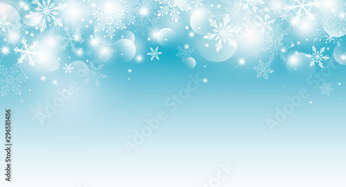 Christmas background design of snowflake and bokeh with light effect vector illustration