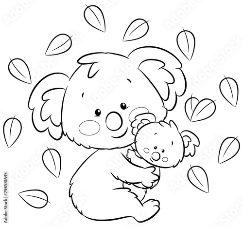 Niedlicher Koala mit Baby - Vektor-Illustration