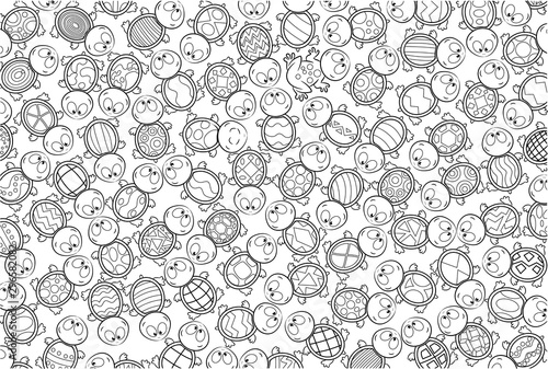 Niedliche Schildkröten Wimmelbild - Vektor Illustration
