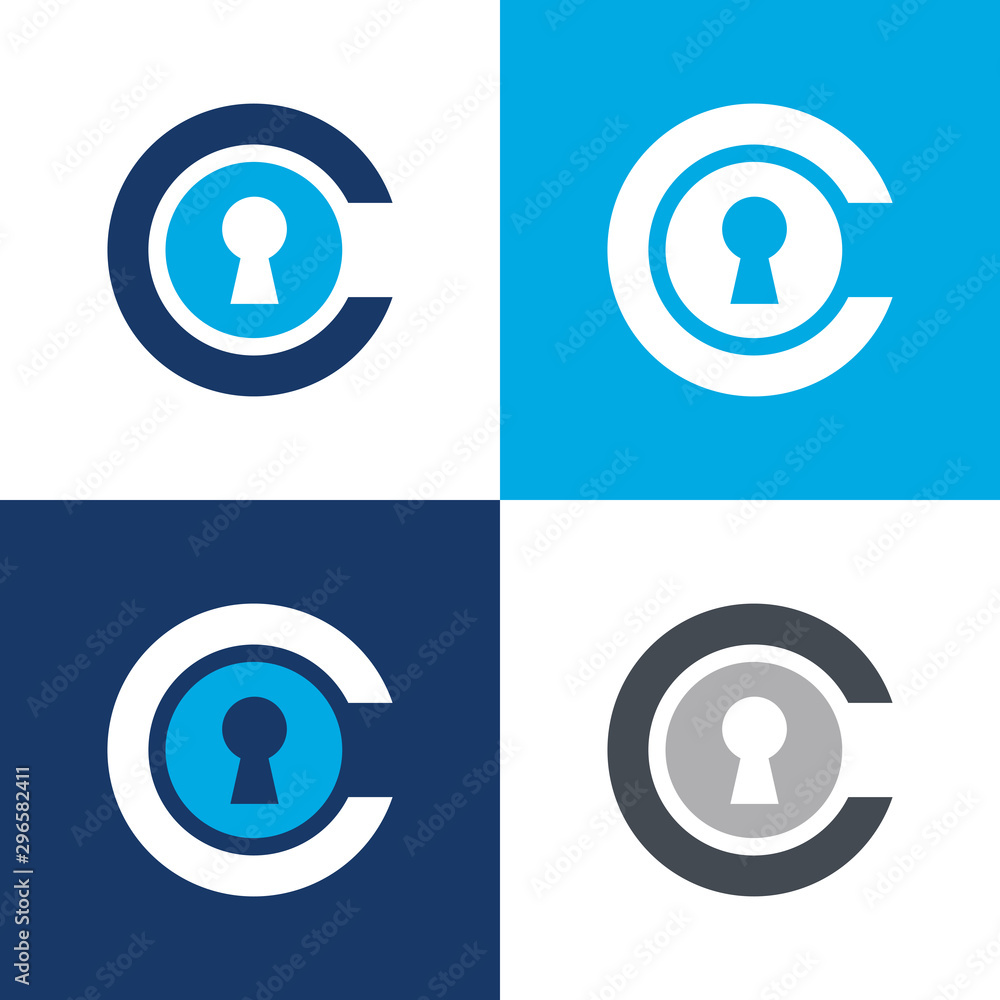 Initial letter C and keyhole, lock symbol design - Vector Initial letter C and keyhole, lock symbol design - Vector