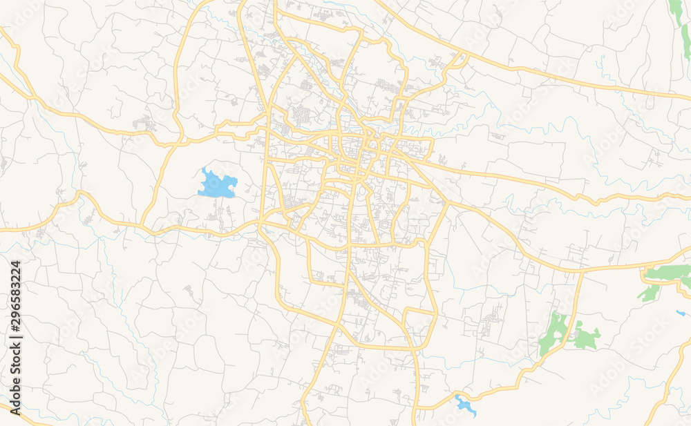 Fototapeta Printable street map of Tasikmalaya, Indonesia