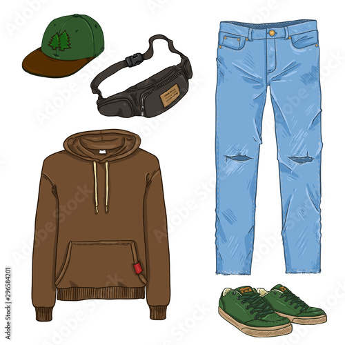 Vector Cartoon Set of Men Clothes.