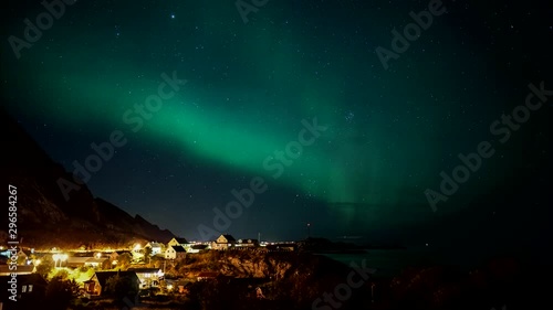 Norther light in A , Lofoten, Norway. Video timelapse