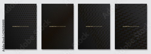 Vector abstract background, creative subtle halftone patterns, geometric gradient texture. Deluxe Minimal pattern design. Dark colors. Modern Cover templates set.