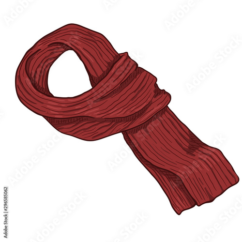 Vector Cartoon Red Knitted Scarf