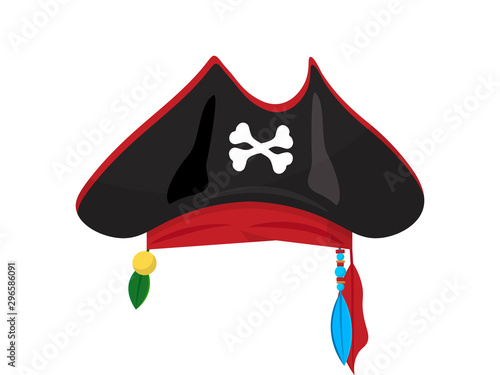Pirate hat flat vector illustration