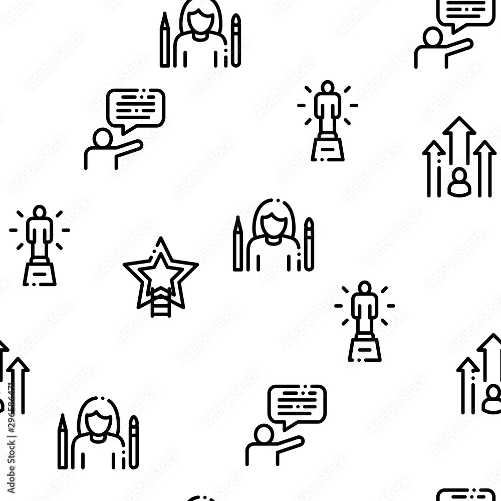 Fototapeta premium Human Talent Seamless Pattern Vector Thin Line. Contour Illustrations