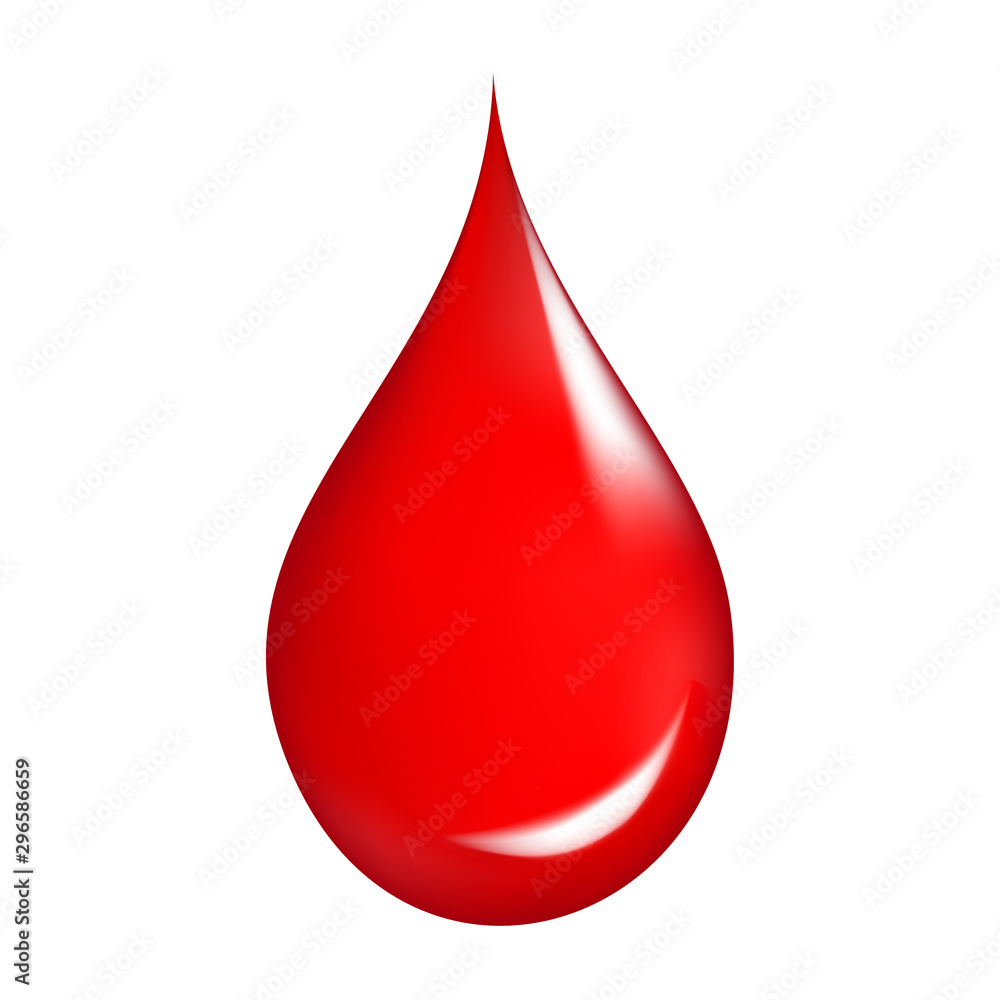 Red blood drop with lights. Health element on white isolated background. Red blood drop with lights. Health element on white isolated background.