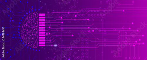 Quantum processing. Deep learning artificial intelligence. Future new technology  for business or science presentation