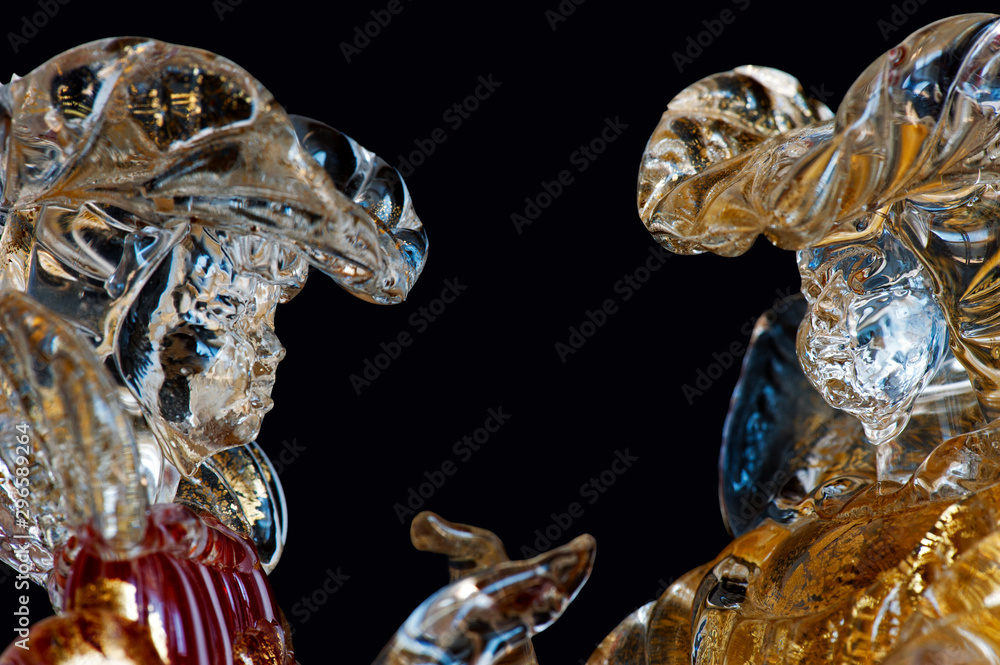 Venetian figurines with dame and rider in Merano blown glass.
