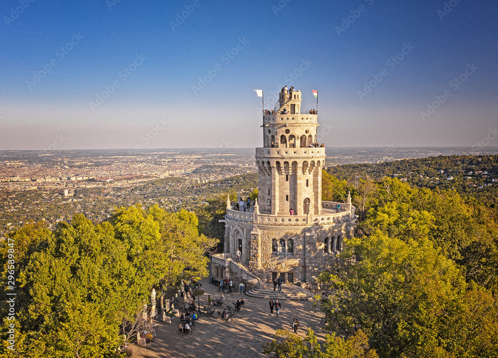 Fototapeta premium Aerial view on the Elizabeth Lookout in Budapest, Hungary