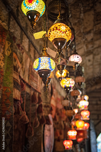 Colourful lamps in a bazaar...