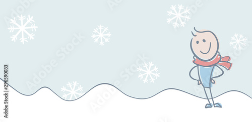 man with scarf in snowy scenery