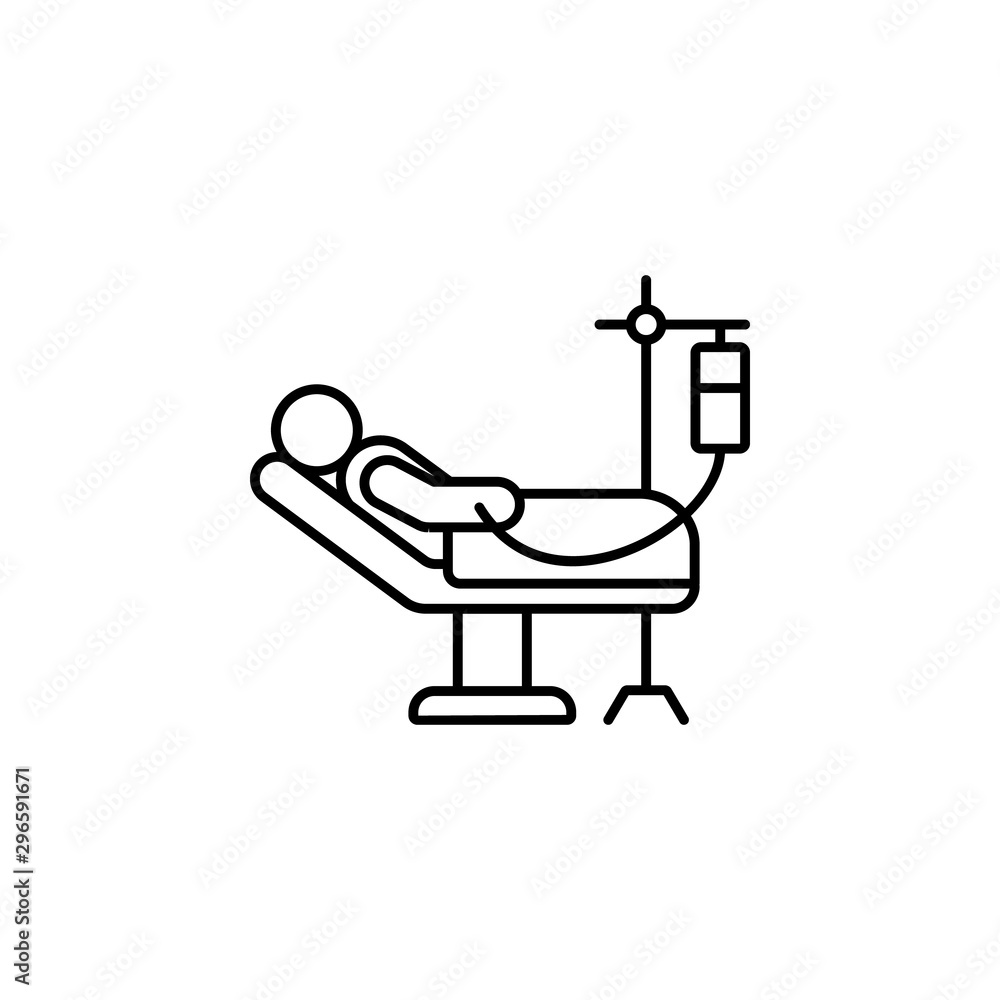 patient, bed, injection, system line icon on white background patient, bed, injection, system line icon on white background