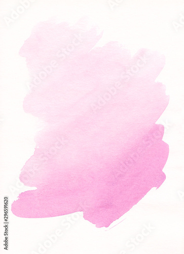 Watercolor light pink spot on white background hand painted