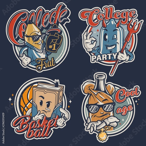 Colorful college round labels