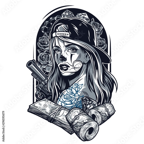 Vintage chicano tattoo concept