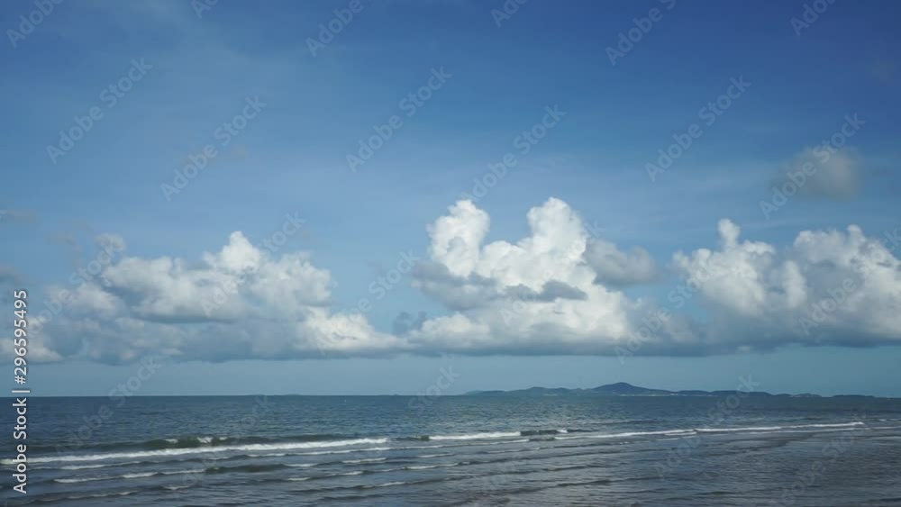 Nature with tropical sea and beach on white cloud and blue sky. Nature with tropical sea and beach on white cloud and blue sky.