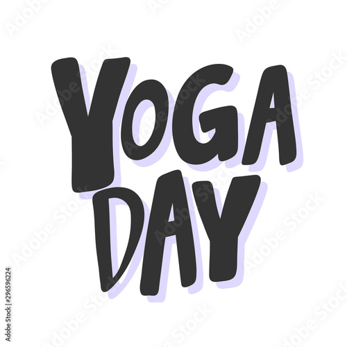Yoga day. Sticker for social media content. Vector hand drawn illustration design. 