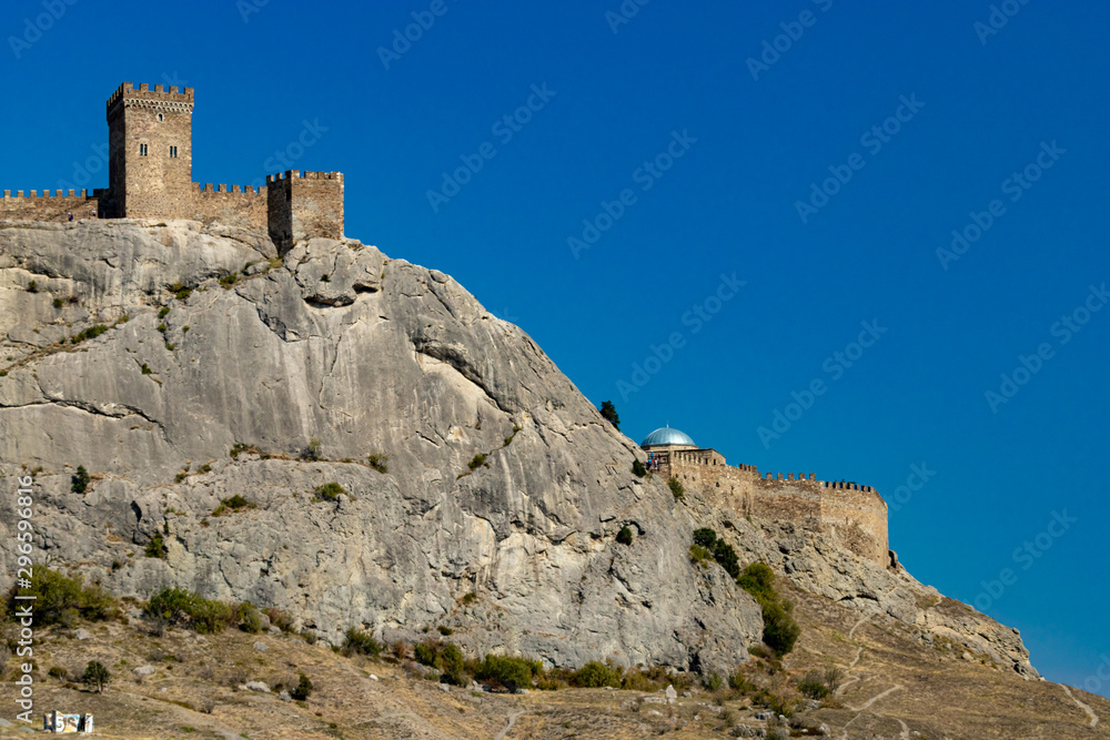 Ancient Genoese fortress in the city of Sudak, Crimea, Russia