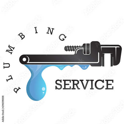 Plumbing wrench and drop of water repair service symbol