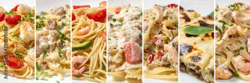 Cuadro en lienzo Collage of dishes from different types of pasta