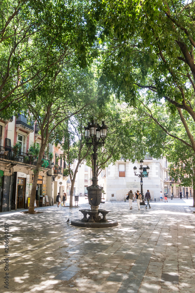 Φωτογραφία Image of the tree-lined Sant Agusti Vell square, in the center of Barcelona, in the Gothic and Borne neighborhood