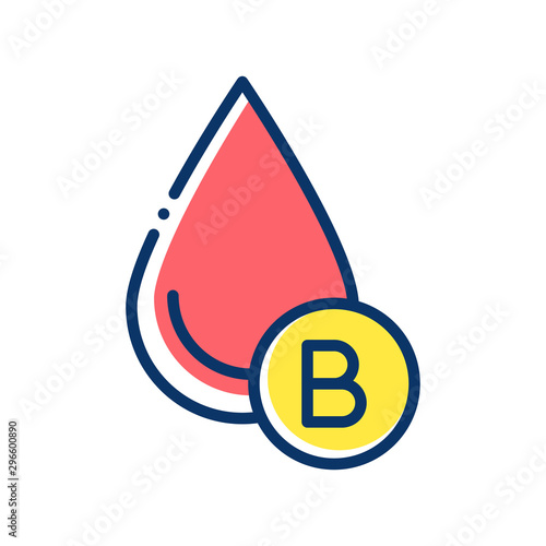 B blood group color line icon. Donorship concept. Pictogram for web, mobile app, promo. UI UX design element.
