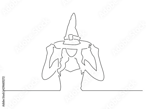 Witch isolated line drawing, vector illustration design. Halloween collection.