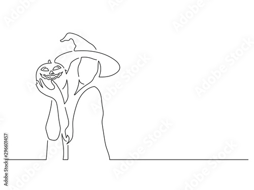 Witch isolated line drawing, vector illustration design. Halloween collection.