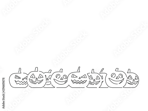 Pumpkin isolated line drawing, vector illustration design. Halloween collection.