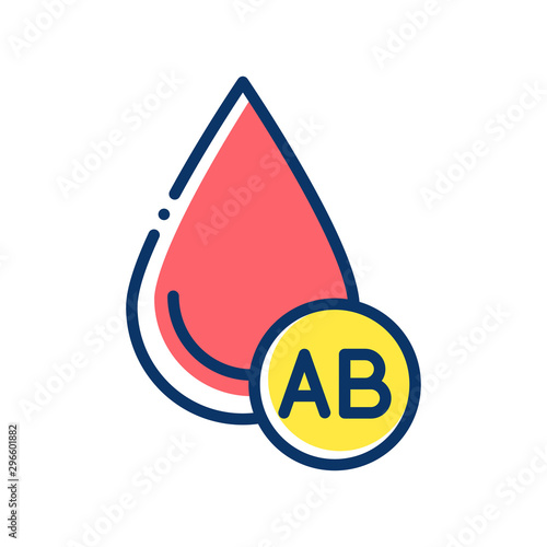AB blood group color line icon. Donorship concept. Pictogram for web, mobile app, promo.