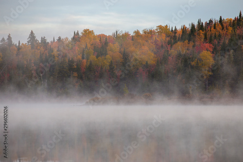 Beautiful fall reflection in mauricie national park