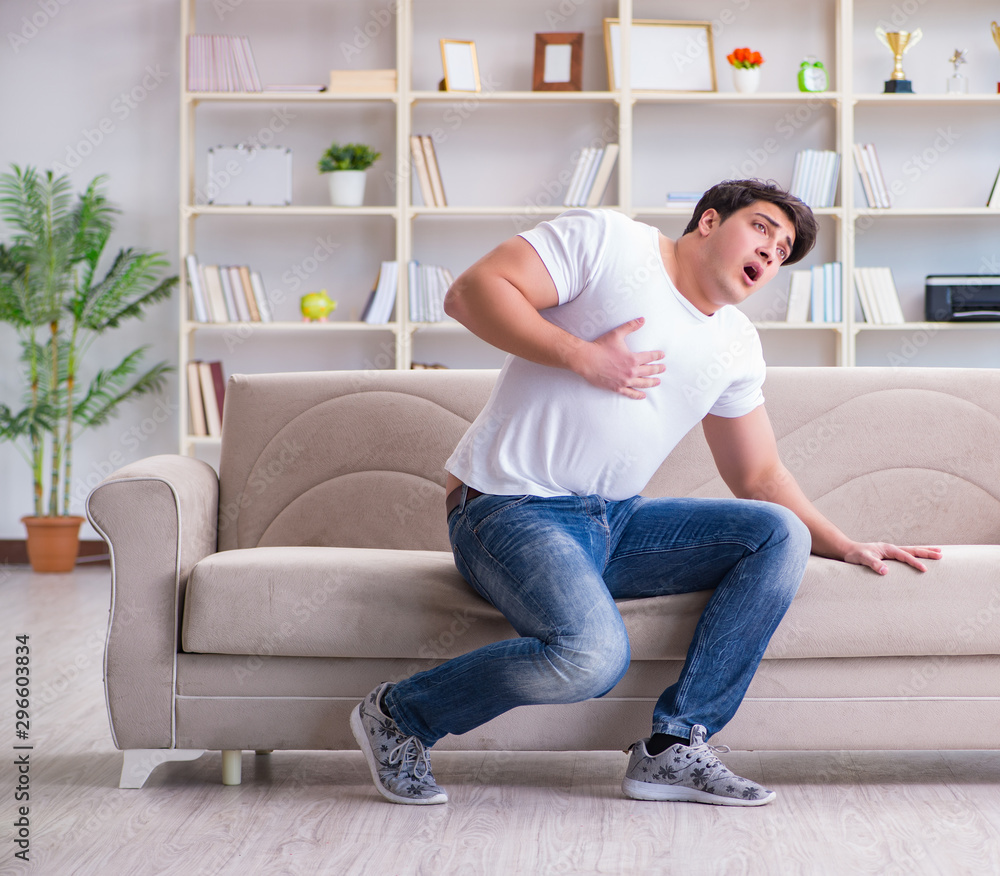 Man suffering from sick stomach and vomiting Man suffering from sick stomach and vomiting