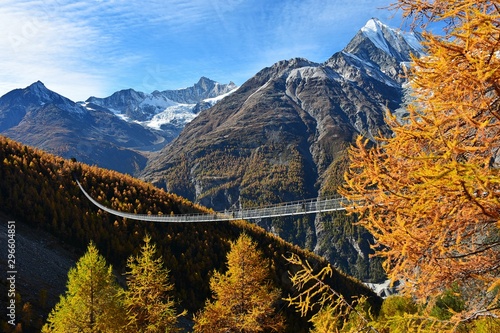 Tela Charles Kuonen suspension bridge in Switzerland.