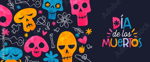 Day of the dead mexican sugar skull spanish banner